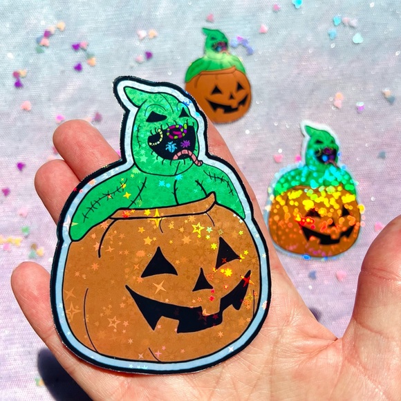 🤍🖤🎃 Zero pup nightmare before Christmas Halloween holographic glitter sticker - Picture 6 of 6